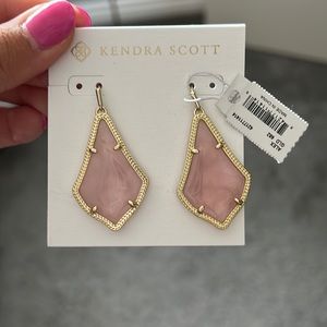 NWT - Kendra Scott Alex Gold Drop Earrings in Rose Quartz